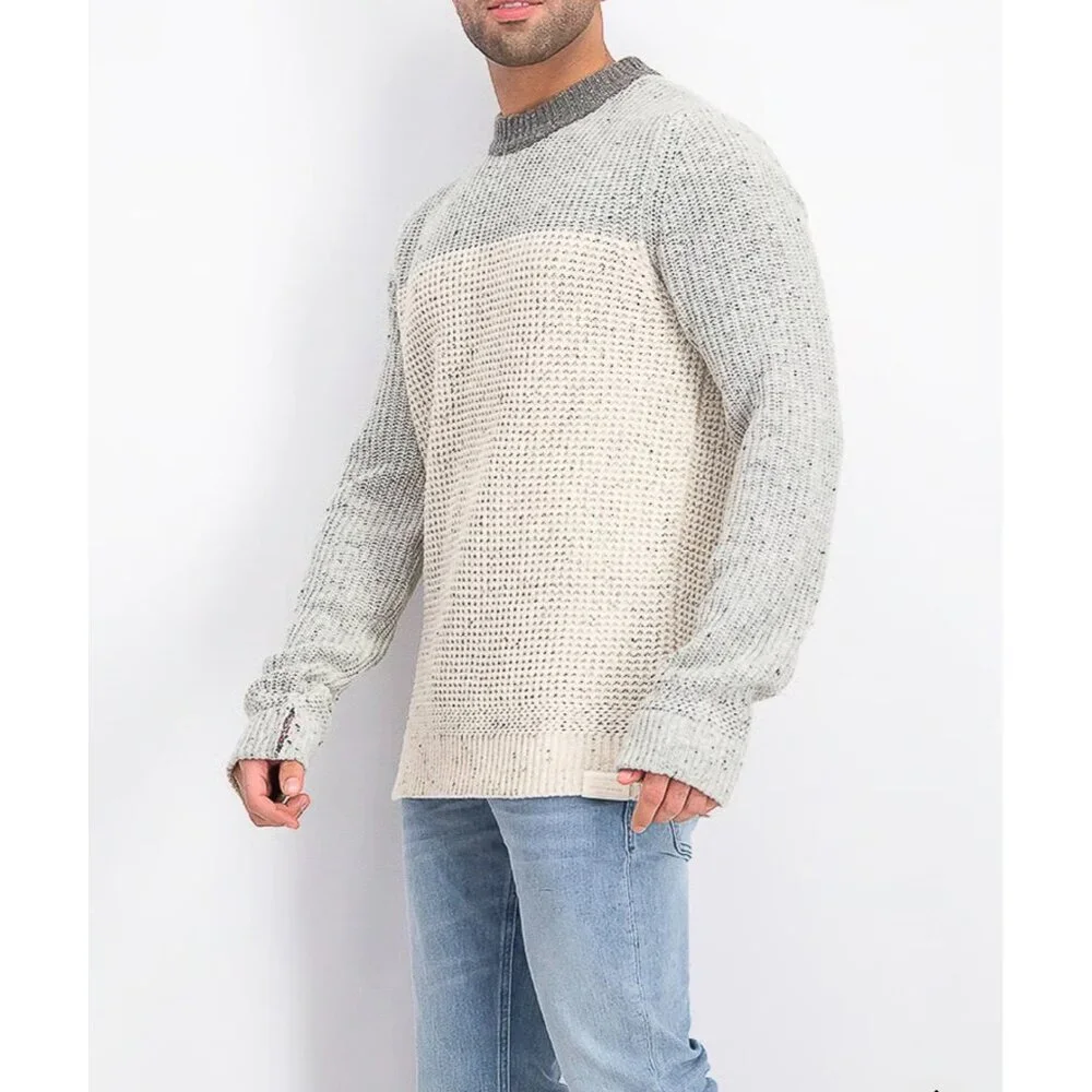 Scotch & Soda men's colorblock knitted Wool sweater in a gray colorway size S